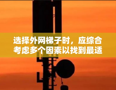 选择外网梯子时,应综合考虑多个因素以找到最适合你的选择。以下是详细的步骤和建议 选择外网梯子时,应综合考虑多个因素以找到最适合你的选择。以下是详细的步骤和建议
