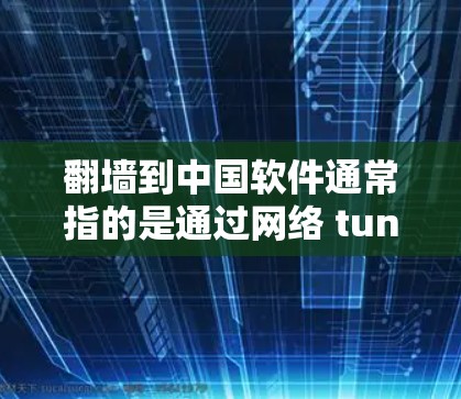 翻墙到中国软件通常指的是通过网络 tunnel（网络翻墙）访问中国地区的网络服务。中国地区的网络通常被加密，以保护用户的数据安全。以下是一些方法可以实现翻墙到中国软件